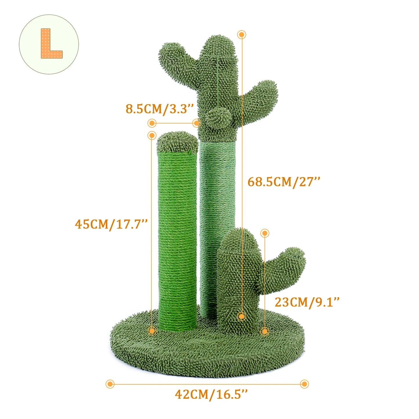 Kaktus Kratzbaum für Katzen mit 3 Sisal-Posten & Spielball – PAWZ Road
