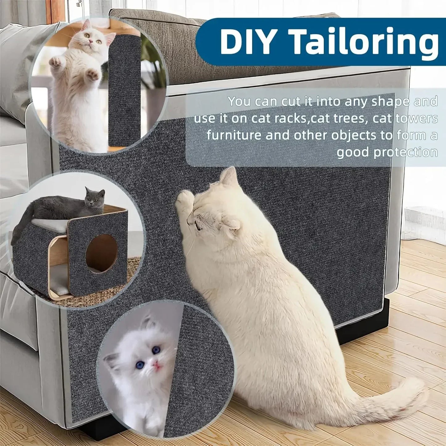 🛋️ Selbstklebende Kratzmatte für Katzen – Sofa- & Möbelschutz / Spielzeug, zuschneidbar & vielseitig
