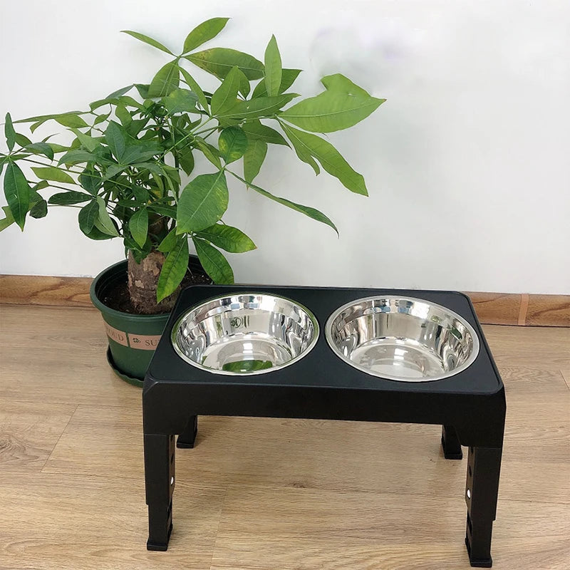 Booteely Futterstation für Hunde – Höhenverstellbar, mit 2 Edelstahlnäpfen, ergonomisches Design