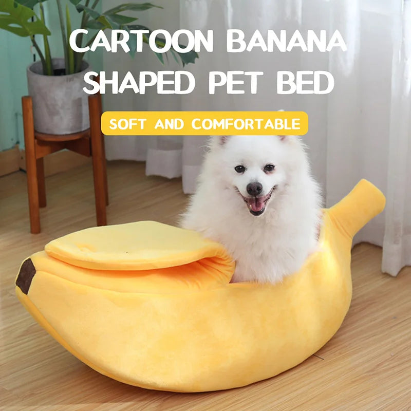 „BananaDream“ – Kuscheliges Katzenbett in Bananenform mit weichem Innenpolster