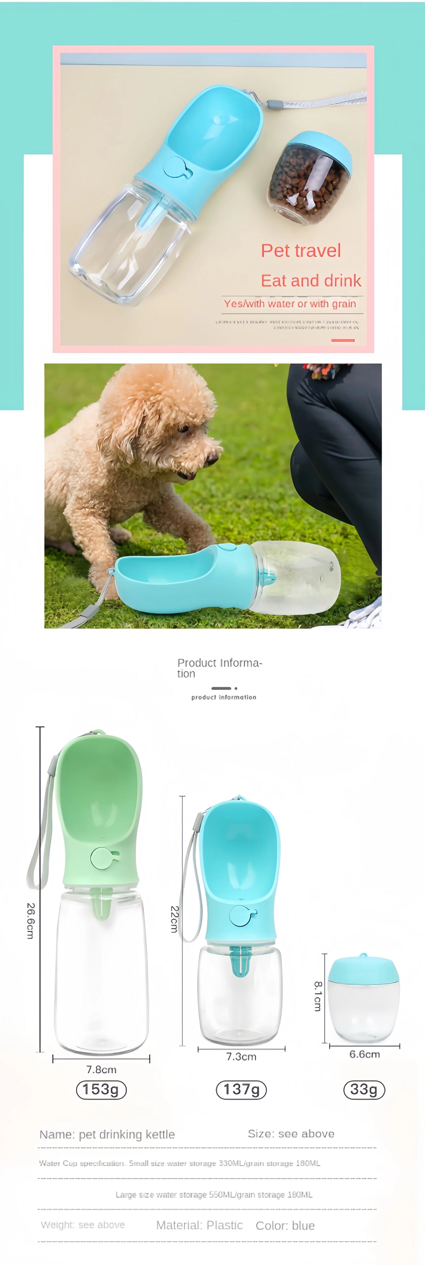 đ¶ Tragbare Wasserflasche & Futterspender fĂŒr Hunde â 2-in-1 Lösung fĂŒr unterwegs