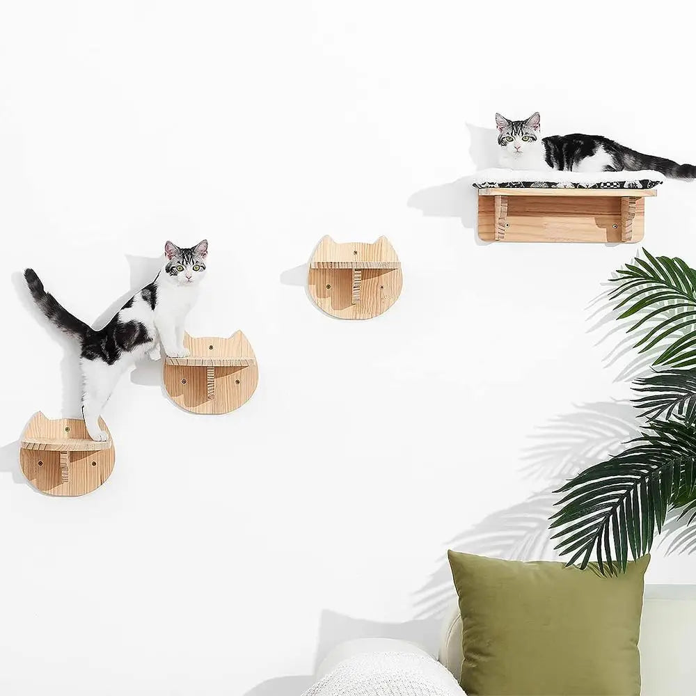 „SkyNest“ – Selbstzusammenstellbare Wandhängende Katzen-Hängematte aus Massivholz mit Kletter- und Kratzfunktion - Das etwas andere Spielzeug!