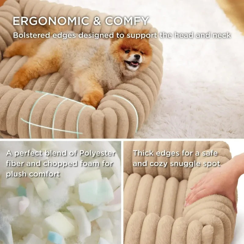 🐾 SnuggleNest™ – Kuscheliges Hundebett mit Randstütze (für kleine- mittelgroße Hunde)