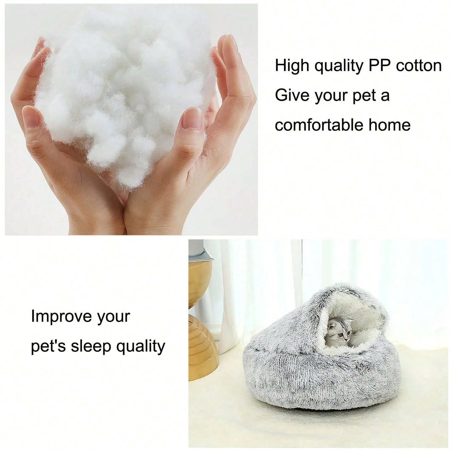 🐾 „SnuggleDome“ – Flauschiges 2-in-1 Katzenbett mit Höhlendecke & abnehmbarem Bezug