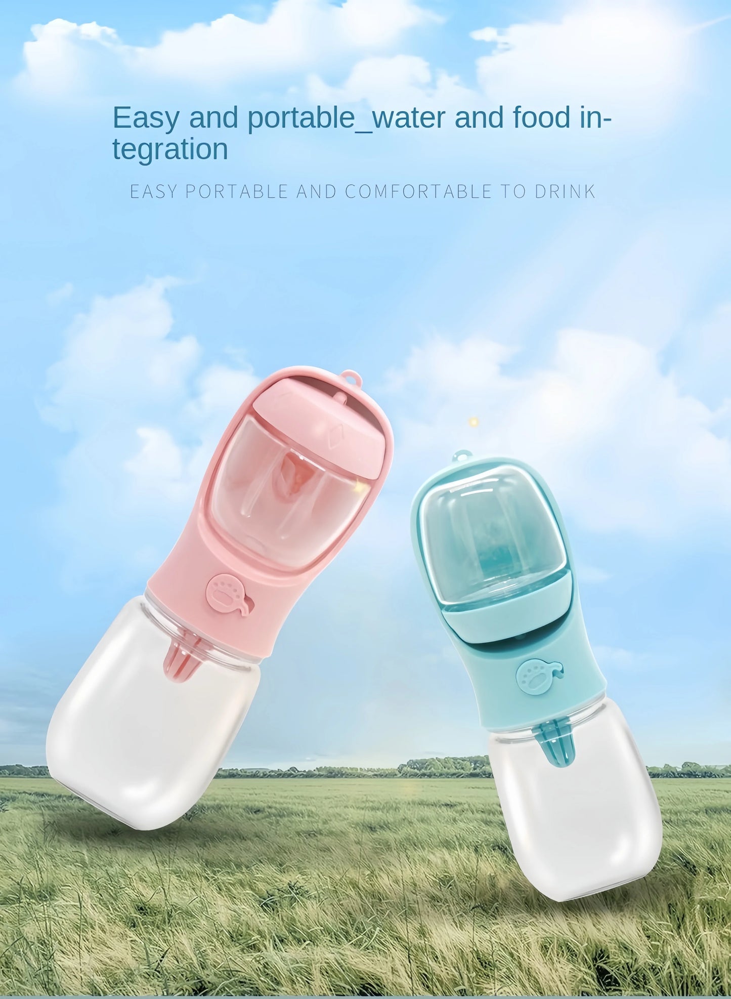 đ¶ Tragbare Wasserflasche & Futterspender fĂŒr Hunde â 2-in-1 Lösung fĂŒr unterwegs