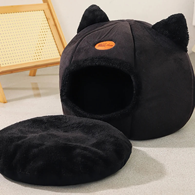 „CozyCave“ – Warme Katzenhöhle/-bett mit herausnehmbarem Kissen & rutschfester Unterseite