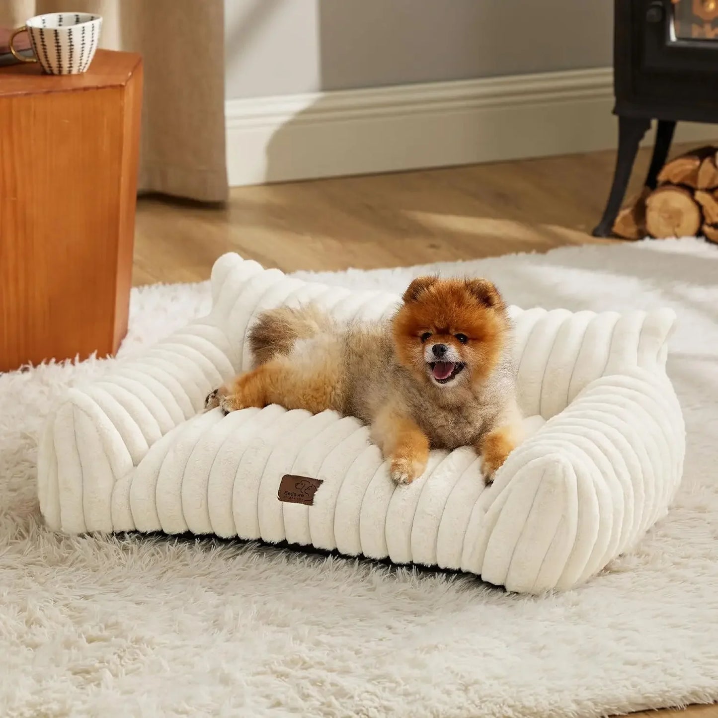 🐾 SnuggleNest™ – Premium Haustiersofa/-bett mit 3-seitiger Rückenlehne | Weiches Plüschbett für Hunde & Katzen