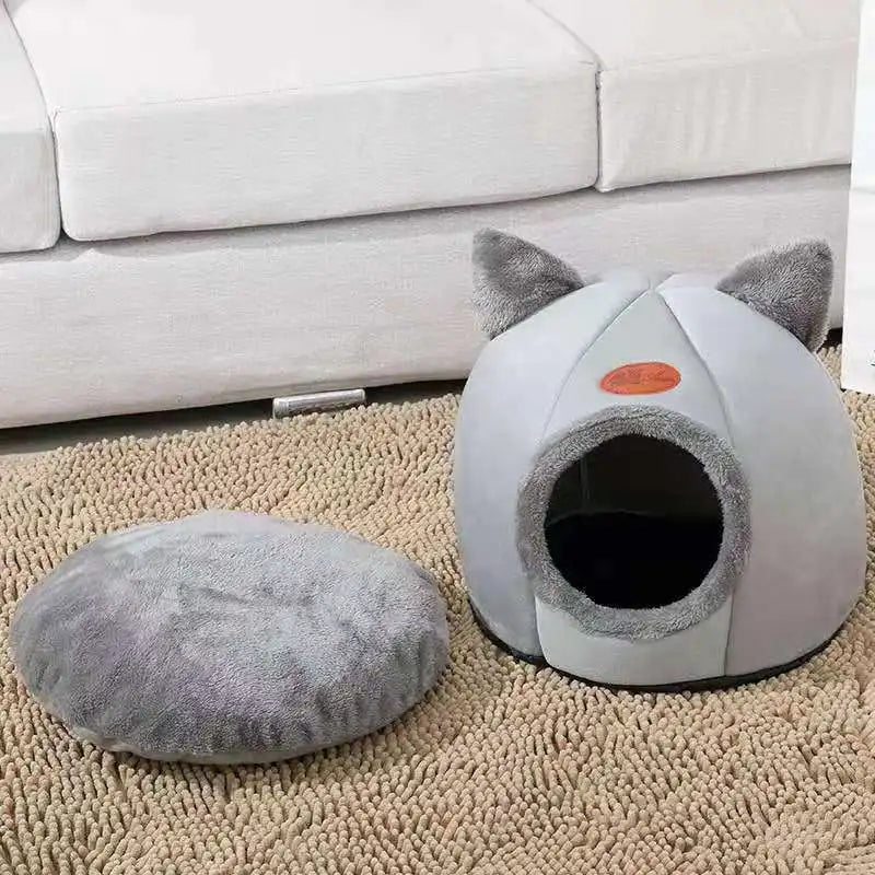 „CozyCave“ – Warme Katzenhöhle/-bett mit herausnehmbarem Kissen & rutschfester Unterseite