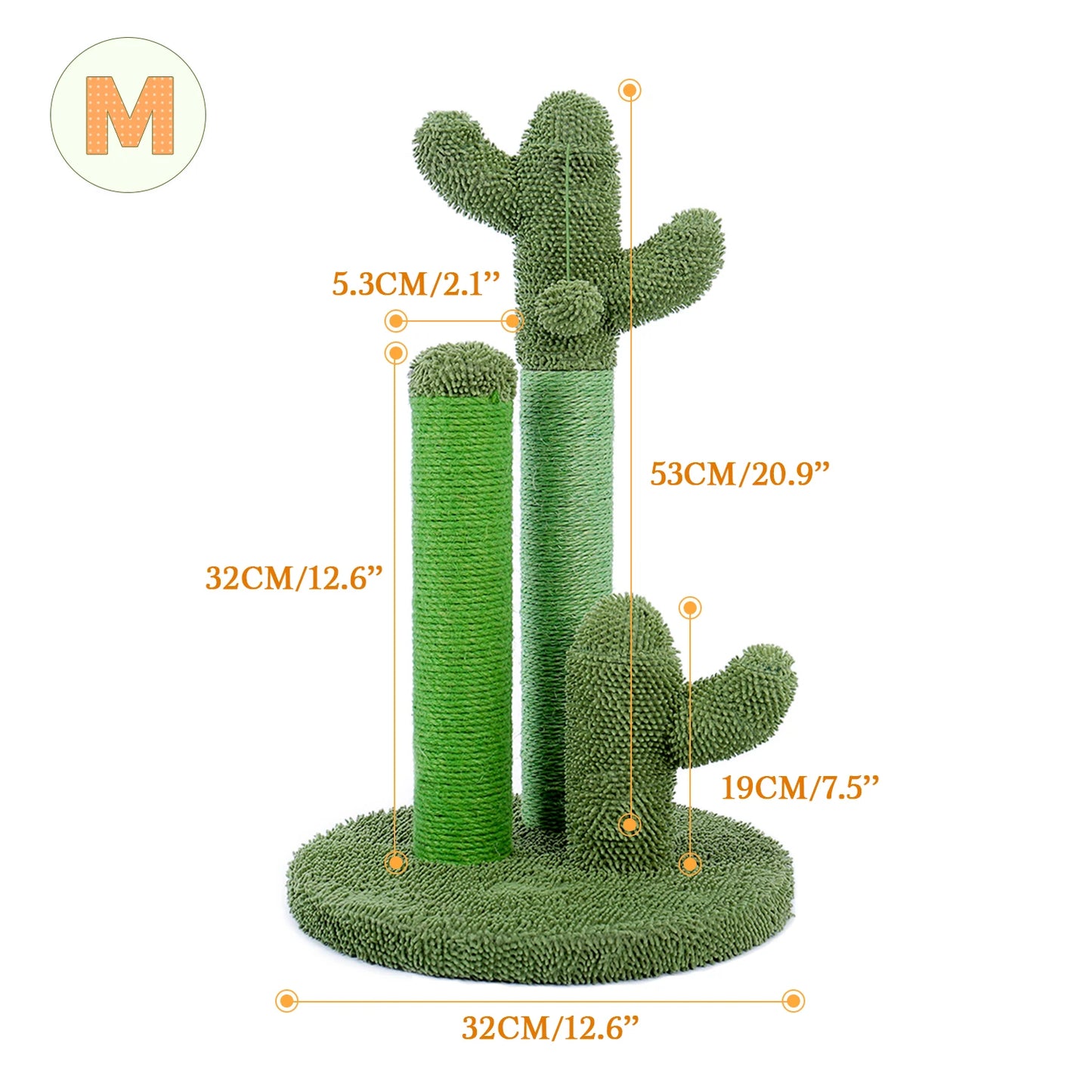 Kaktus Kratzbaum für Katzen mit 3 Sisal-Posten & Spielball – PAWZ Road