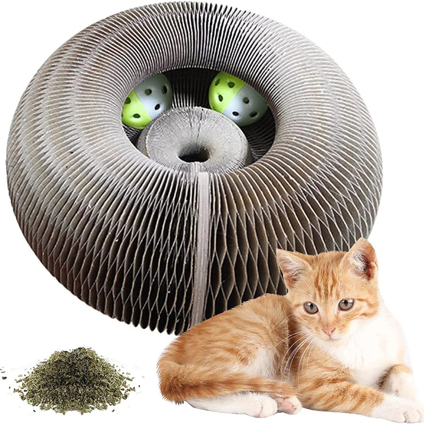 „CardClaw Arena“ – Kratzspielzeug mit Ballbahn & Wabendesign aus robuster Wellpappe für Katzen