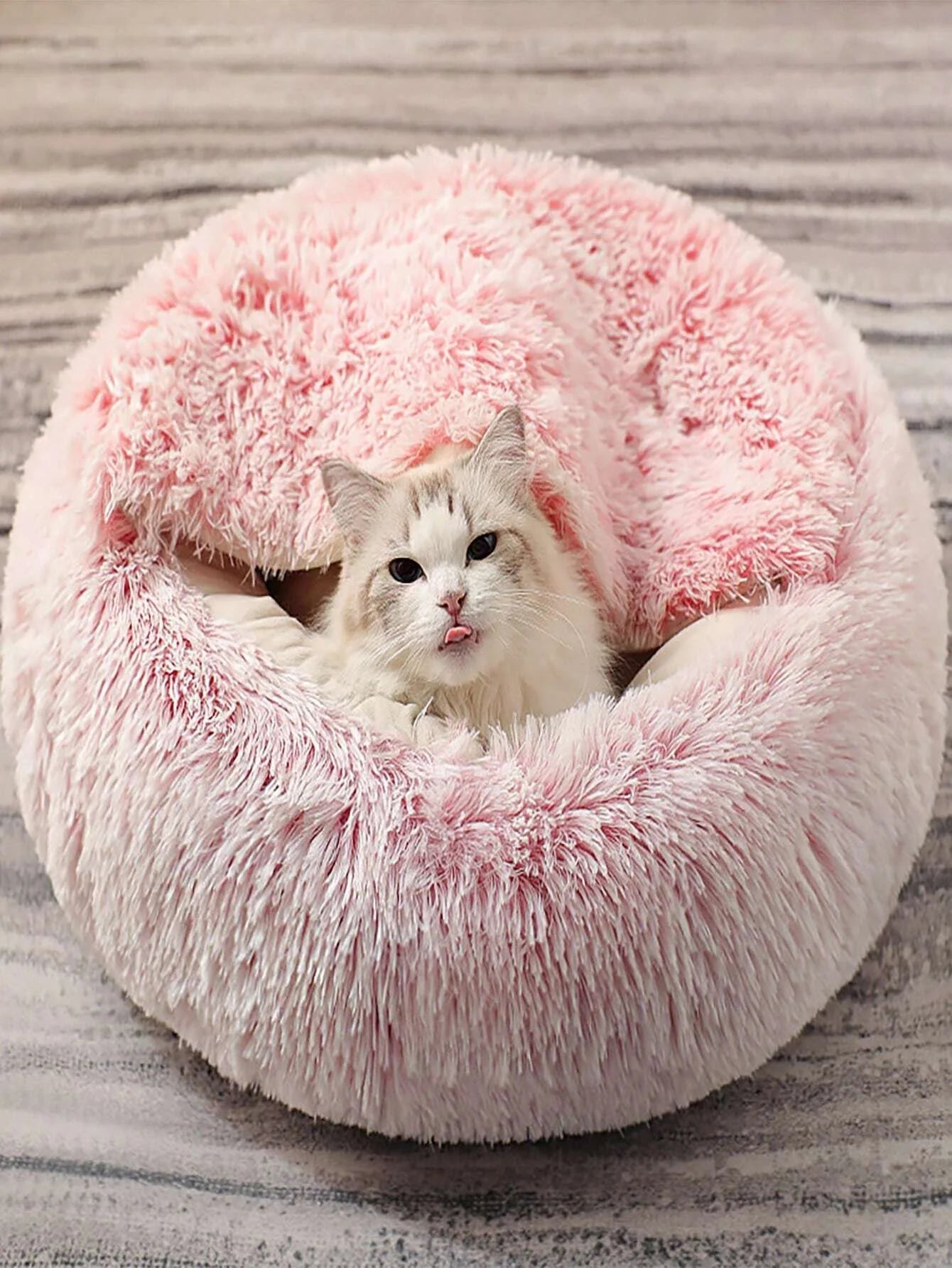 🐾 „SnuggleDome“ – Flauschiges 2-in-1 Katzenbett mit Höhlendecke & abnehmbarem Bezug