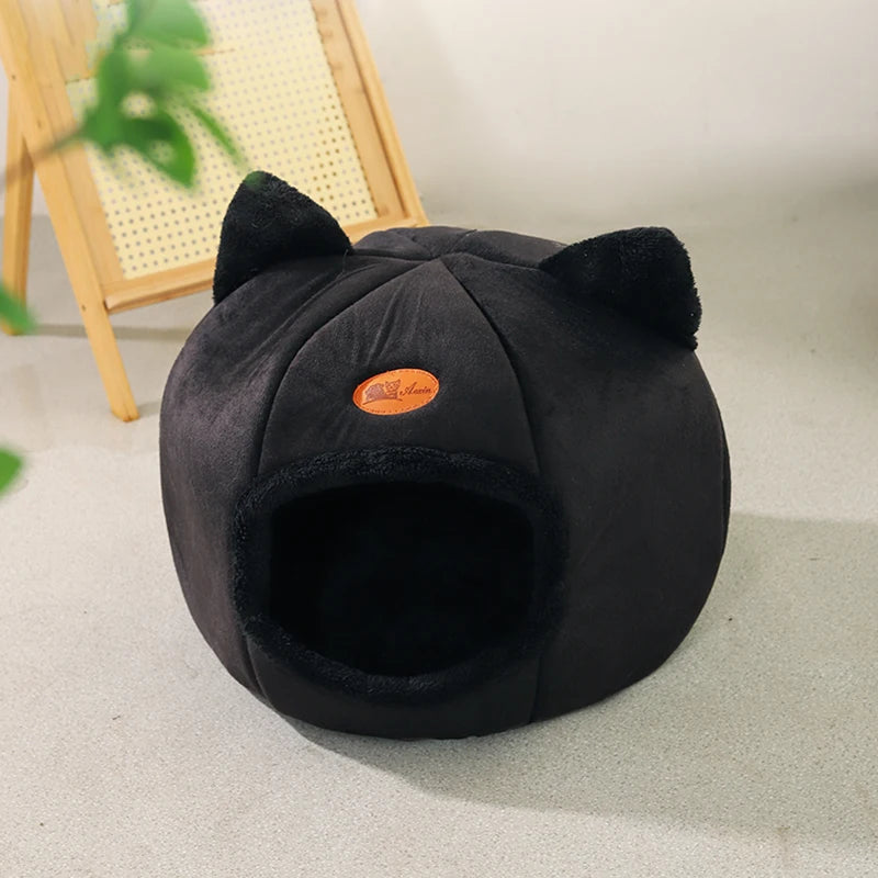 „CozyCave“ – Warme Katzenhöhle/-bett mit herausnehmbarem Kissen & rutschfester Unterseite