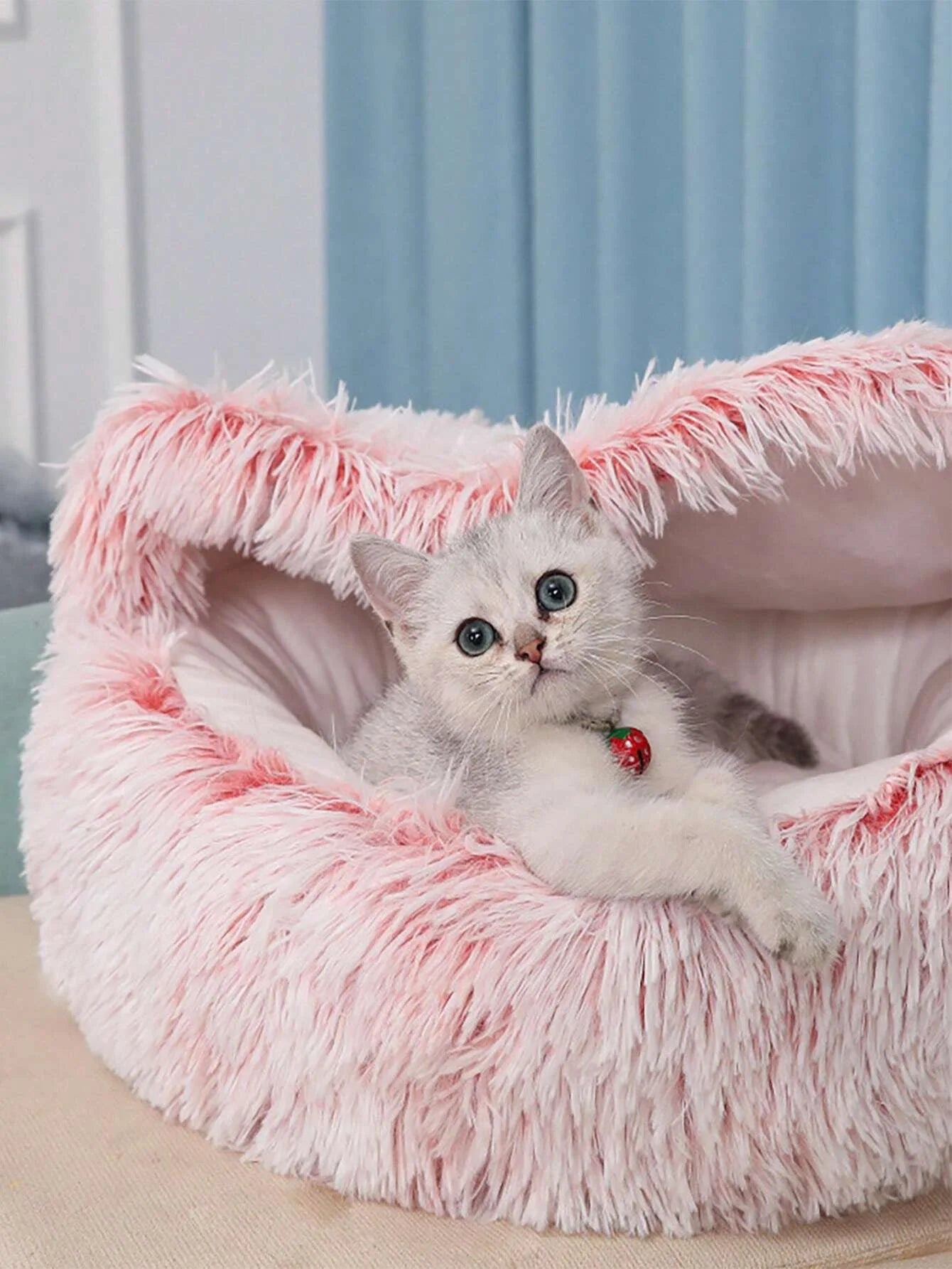 🐾 „SnuggleDome“ – Flauschiges 2-in-1 Katzenbett mit Höhlendecke & abnehmbarem Bezug