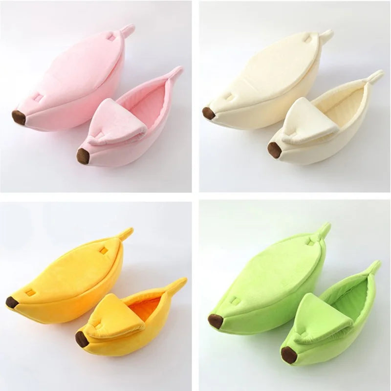 „BananaDream“ – Kuscheliges Katzenbett in Bananenform mit weichem Innenpolster