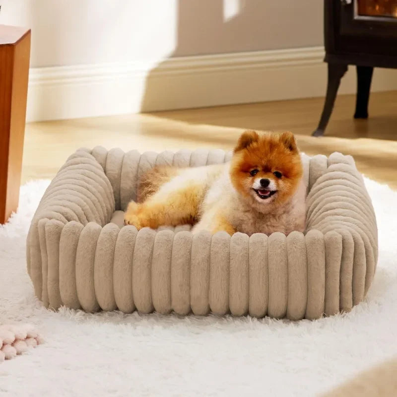 🐾 SnuggleNest™ – Kuscheliges Hundebett mit Randstütze (für kleine- mittelgroße Hunde)