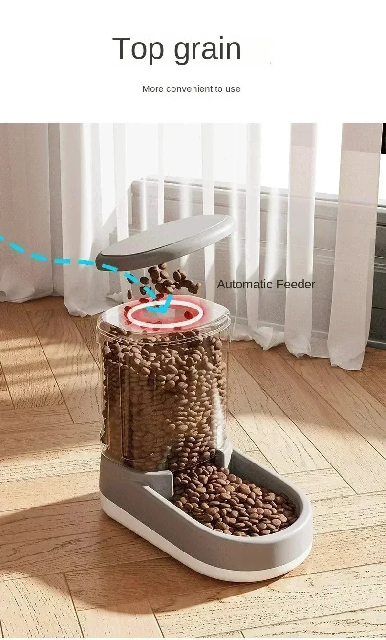 💧 Automatischer Futter-/Wasserspender für Katzen & kleine Hunde – Ohne Strom, mit Fließfunktion
