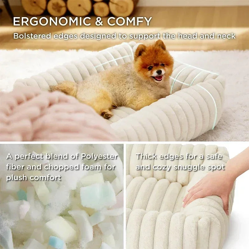 🐾 SnuggleNest™ – Kuscheliges Hundebett mit Randstütze (für kleine- mittelgroße Hunde)