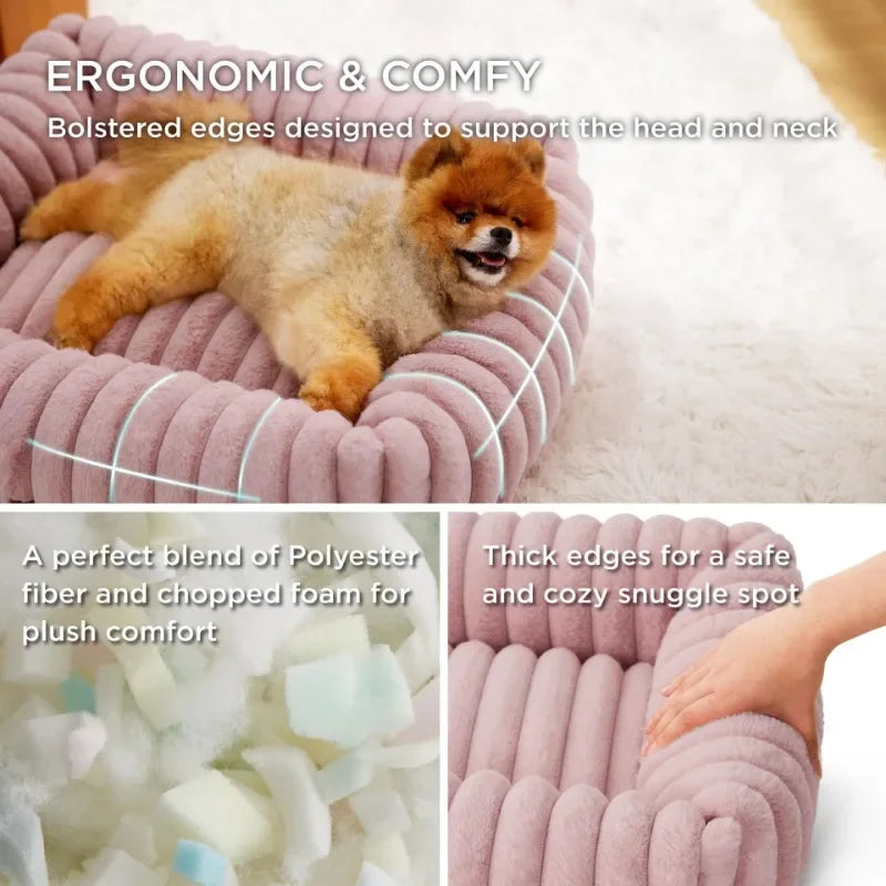 🐾 SnuggleNest™ – Kuscheliges Hundebett mit Randstütze (für kleine- mittelgroße Hunde)