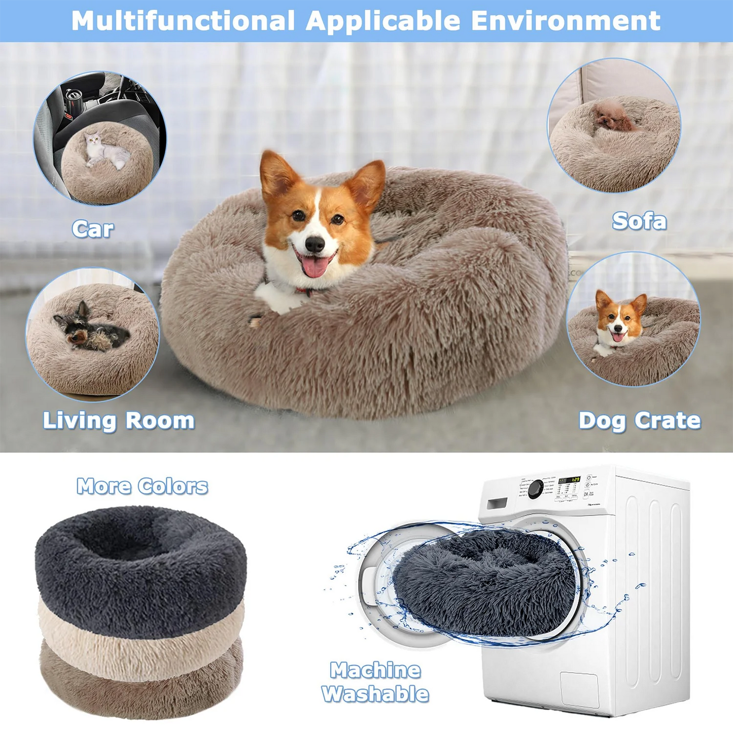 🐾 CozyNest™ Plüsch-Hundebett aus Cord – Waschbar, rutschfest ; super flauschig