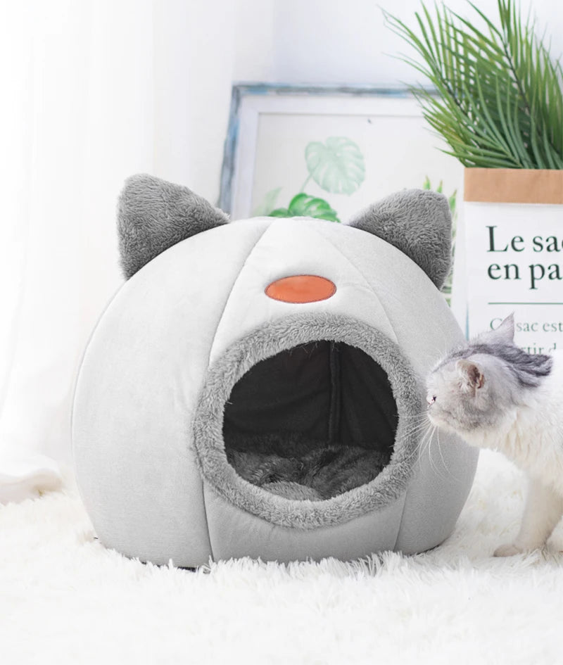 „CozyCave“ – Warme Katzenhöhle/-bett mit herausnehmbarem Kissen & rutschfester Unterseite