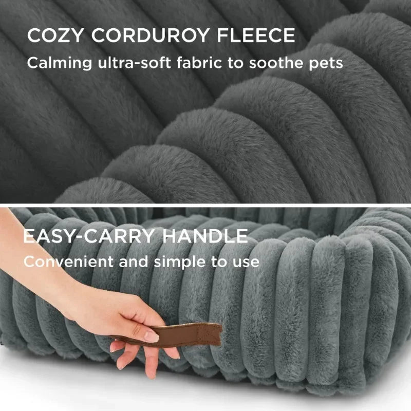 🐾 SnuggleNest™ – Kuscheliges Hundebett mit Randstütze (für kleine- mittelgroße Hunde)