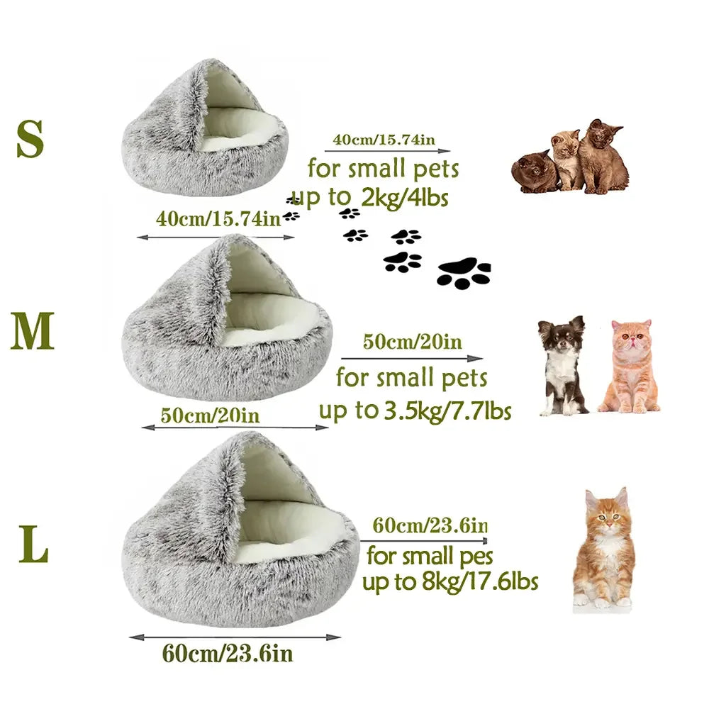 🐾 „SnuggleDome“ – Flauschiges 2-in-1 Katzenbett mit Höhlendecke & abnehmbarem Bezug