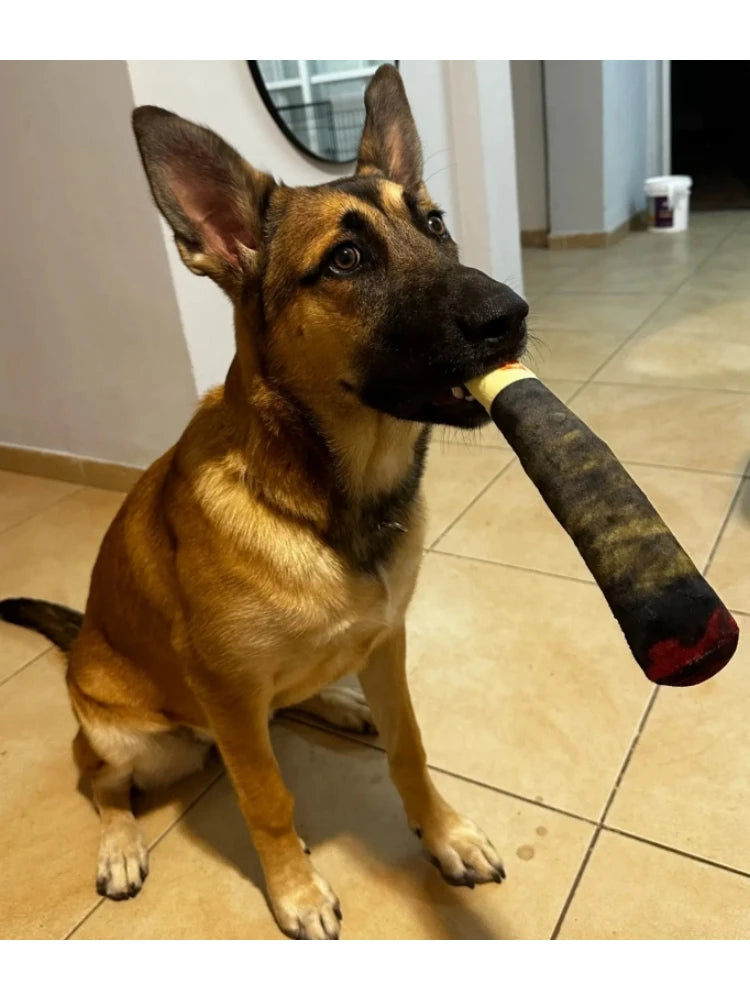 🐶 Lustiges Quietschspielzeug für Hunde – Zigarrenform aus Fleece (24 cm)