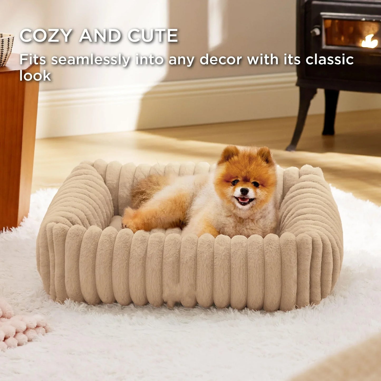 🐾 SnuggleNest™ – Kuscheliges Hundebett mit Randstütze (für kleine- mittelgroße Hunde)