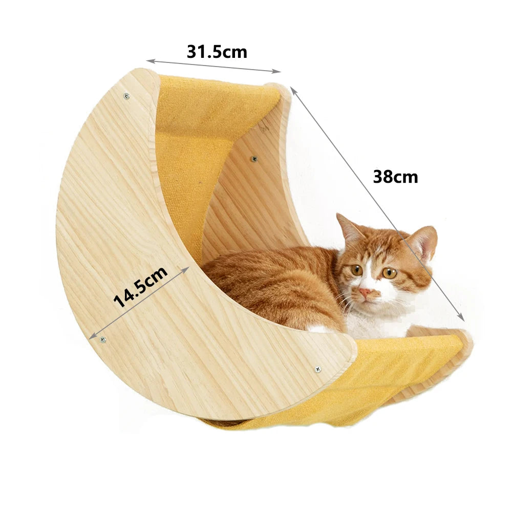 „SkyNest“ – Selbstzusammenstellbare Wandhängende Katzen-Hängematte aus Massivholz mit Kletter- und Kratzfunktion - Das etwas andere Spielzeug!