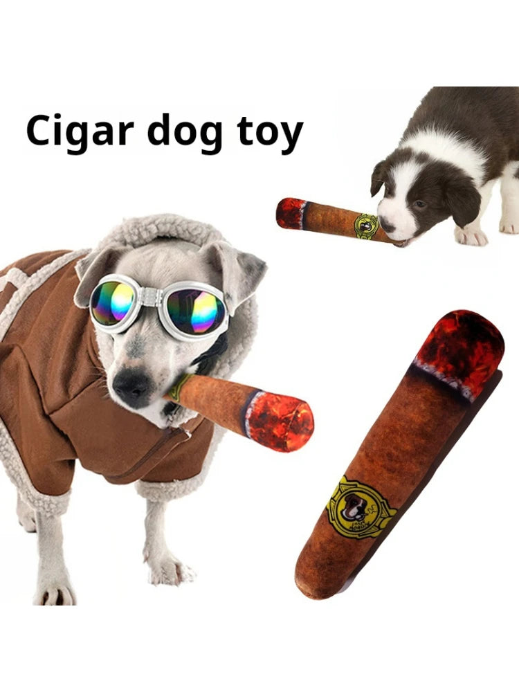🐶 Lustiges Quietschspielzeug für Hunde – Zigarrenform aus Fleece (24 cm)