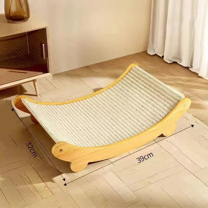 „WoodyNap“ – Multifunktionales Katzenbett mit Kratzfläche aus Holz & Sisal Schlafen, kratzen, entspannen – alles in einem stilvollen Naturdesign.