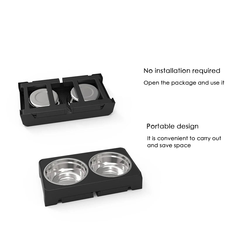 Booteely Futterstation für Hunde – Höhenverstellbar, mit 2 Edelstahlnäpfen, ergonomisches Design