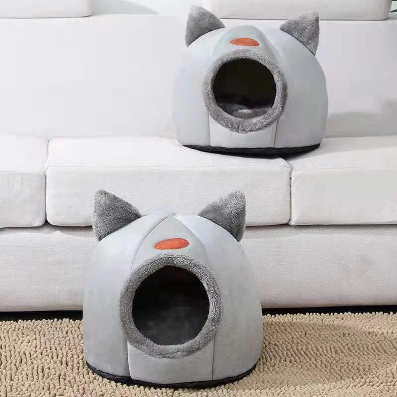 „CozyCave“ – Warme Katzenhöhle/-bett mit herausnehmbarem Kissen & rutschfester Unterseite
