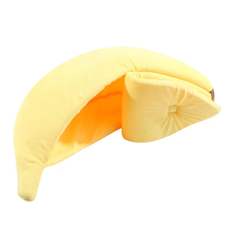 „BananaDream“ – Kuscheliges Katzenbett in Bananenform mit weichem Innenpolster