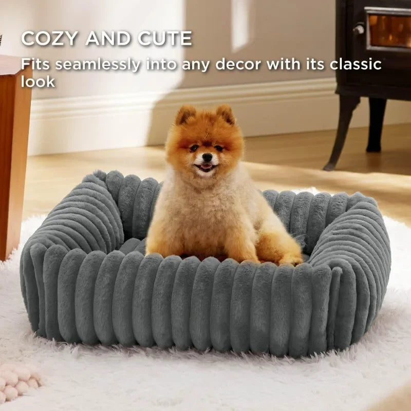 🐾 SnuggleNest™ – Kuscheliges Hundebett mit Randstütze (für kleine- mittelgroße Hunde)