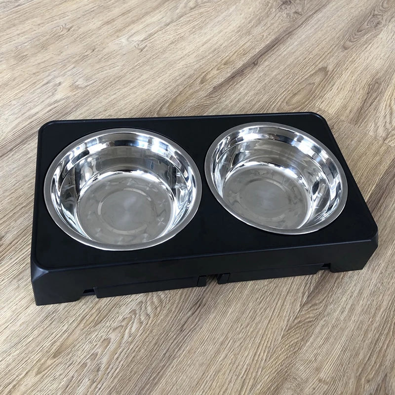 Booteely Futterstation für Hunde – Höhenverstellbar, mit 2 Edelstahlnäpfen, ergonomisches Design
