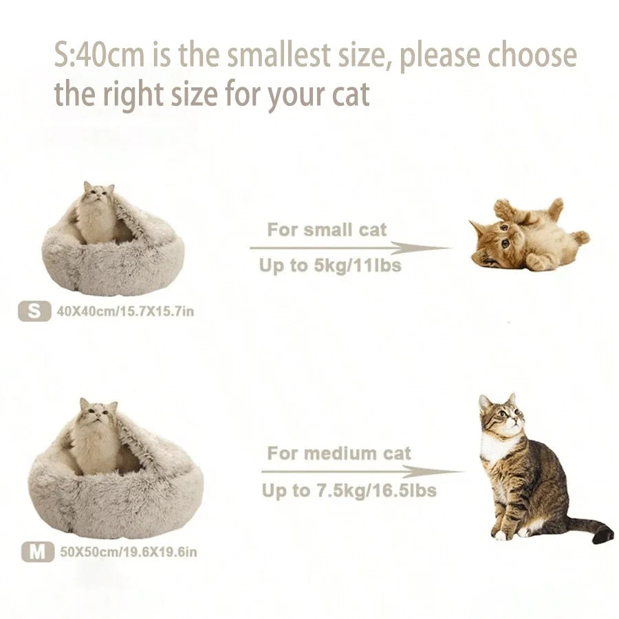 🐾 „SnuggleDome“ – Flauschiges 2-in-1 Katzenbett mit Höhlendecke & abnehmbarem Bezug