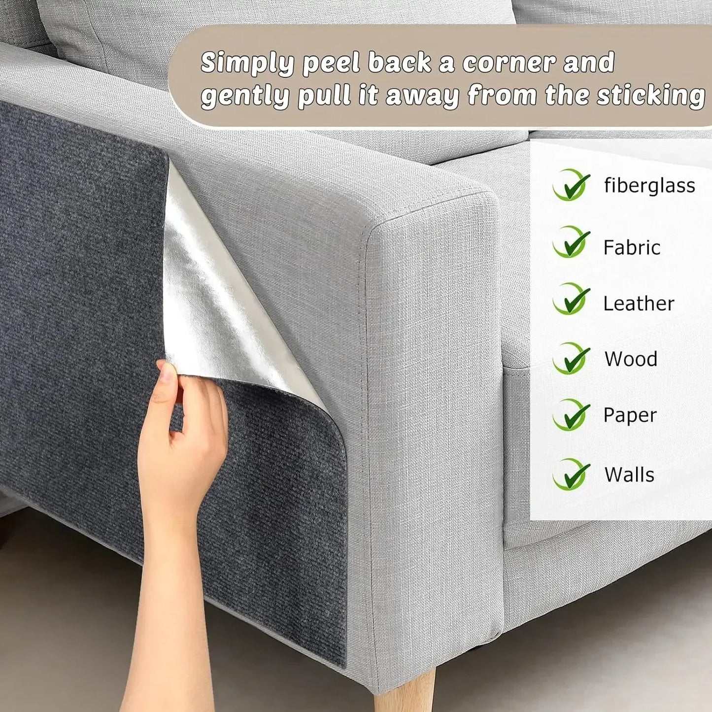🛋️ Selbstklebende Kratzmatte für Katzen – Sofa- & Möbelschutz / Spielzeug, zuschneidbar & vielseitig