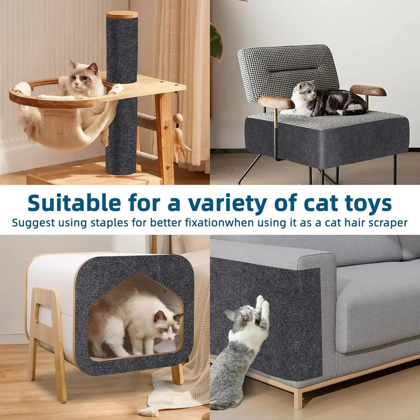 🛋️ Selbstklebende Kratzmatte für Katzen – Sofa- & Möbelschutz / Spielzeug, zuschneidbar & vielseitig