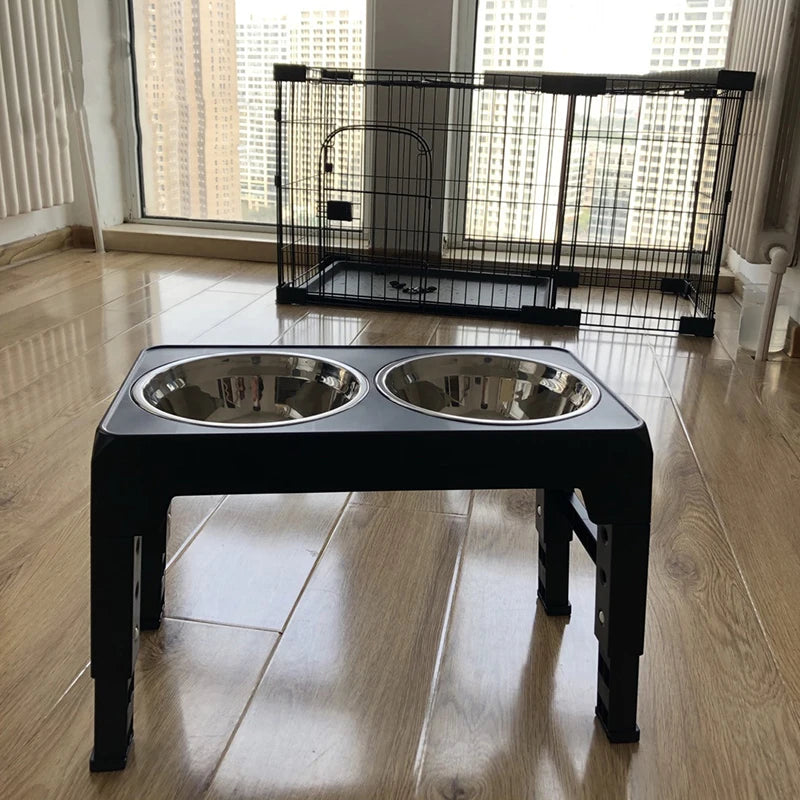 Booteely Futterstation für Hunde – Höhenverstellbar, mit 2 Edelstahlnäpfen, ergonomisches Design