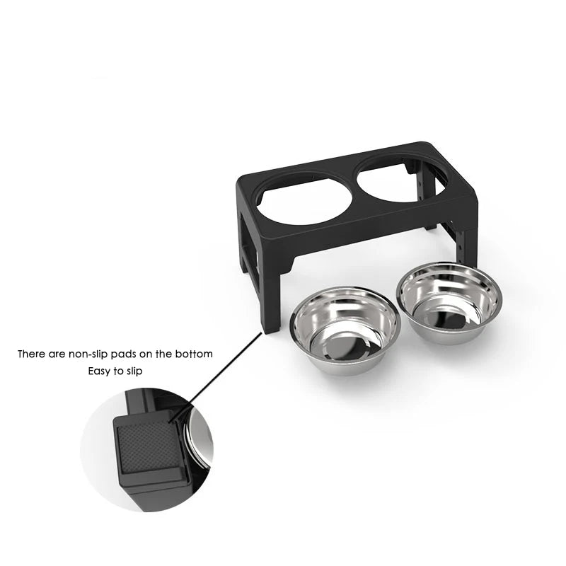 Booteely Futterstation für Hunde – Höhenverstellbar, mit 2 Edelstahlnäpfen, ergonomisches Design