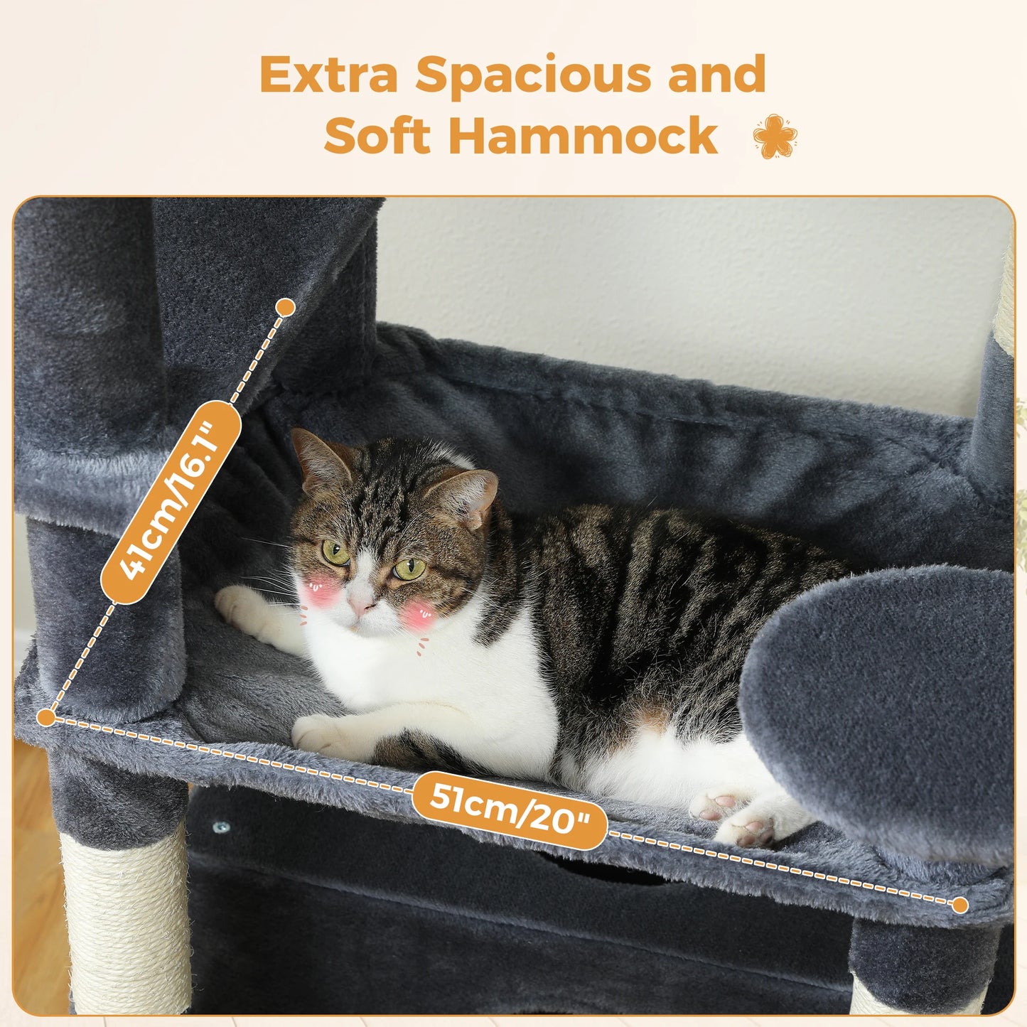 PAWZ Road „SkyLounge 184“ – XXL-Kratzbaum mit 8 Ebenen, Riesenhängematte/-bett, Sisalpfosten & Mega-Kuschelhöhle