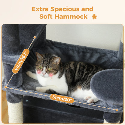 PAWZ Road „SkyLounge 184“ – XXL-Kratzbaum mit 8 Ebenen, Riesenhängematte/-bett, Sisalpfosten & Mega-Kuschelhöhle