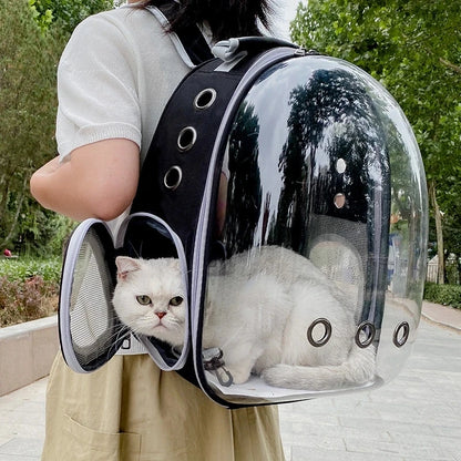 Katzenrucksack/-bett „SkyView“ – Belüfteter Transport-Rucksack für Spaziergänge mit Sichtblase & Seitentasche
