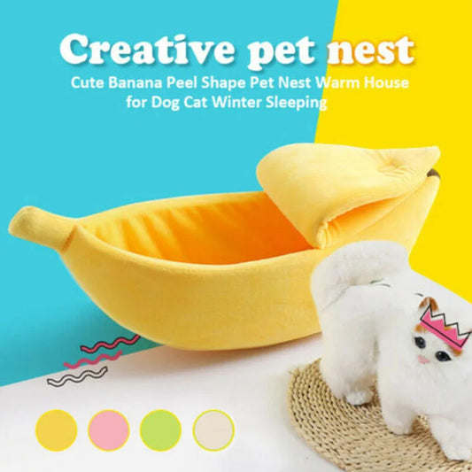 „BananaDream“ – Kuscheliges Katzenbett in Bananenform mit weichem Innenpolster
