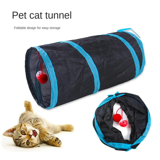 🐱 Faltbarer Katzentunnel mit Spielzeugball – Atmungsaktiv, knisternd & flexibel (S/Y/3-Tunnel)