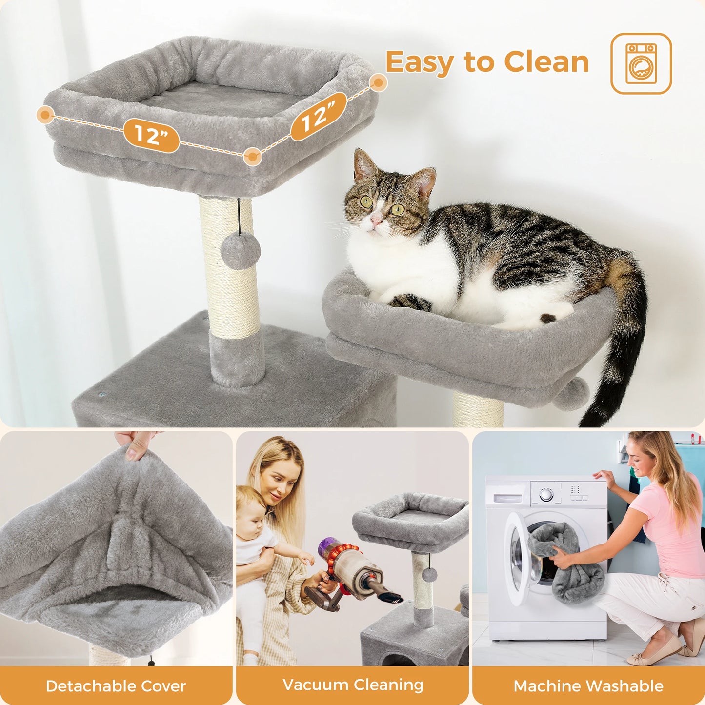 PAWZ Road „SkyLounge 184“ – XXL-Kratzbaum mit 8 Ebenen, Riesenhängematte/-bett, Sisalpfosten & Mega-Kuschelhöhle