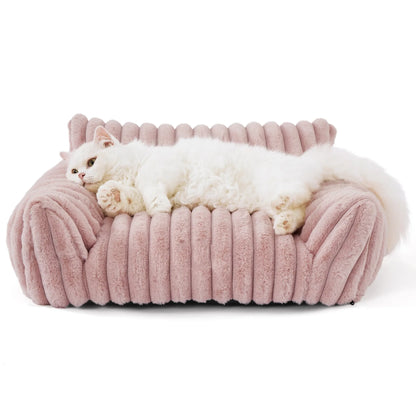 🐾  SnuggleNest™ – Premium Haustiersofa/-bett mit 3-seitiger Rückenlehne | Weiches Plüschbett für Hunde & Katzen