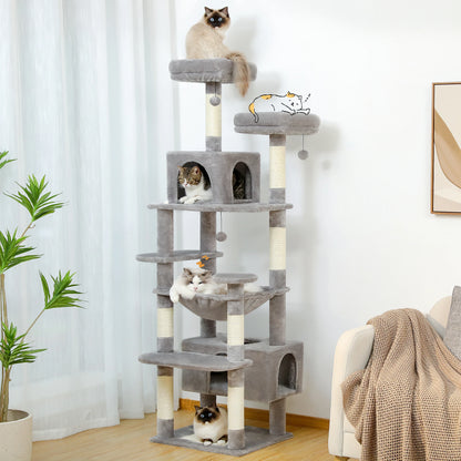 PAWZ Road „SkyLounge 184“ – XXL-Kratzbaum mit 8 Ebenen, Riesenhängematte/-bett, Sisalpfosten & Mega-Kuschelhöhle