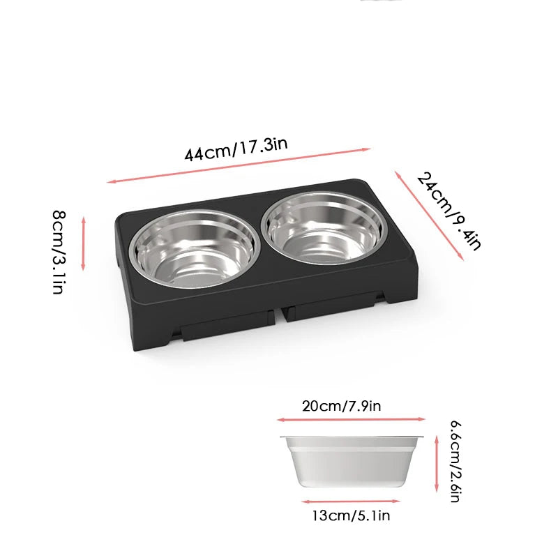 Booteely Futterstation für Hunde – Höhenverstellbar, mit 2 Edelstahlnäpfen, ergonomisches Design